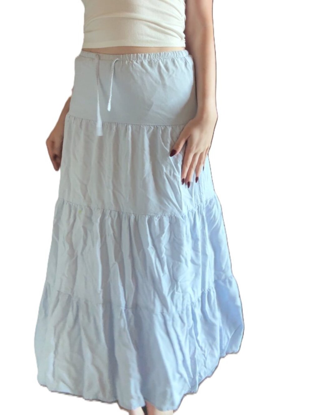 Brandy Melville Light Blue Tiered Maxi Skirt Cottagecore